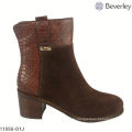 warme braune Leder Damen Stiefel